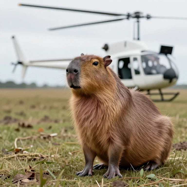 capybara filming from helicopter