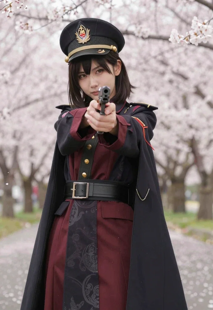 japanese commander cosplay military uniform cherry blossoms