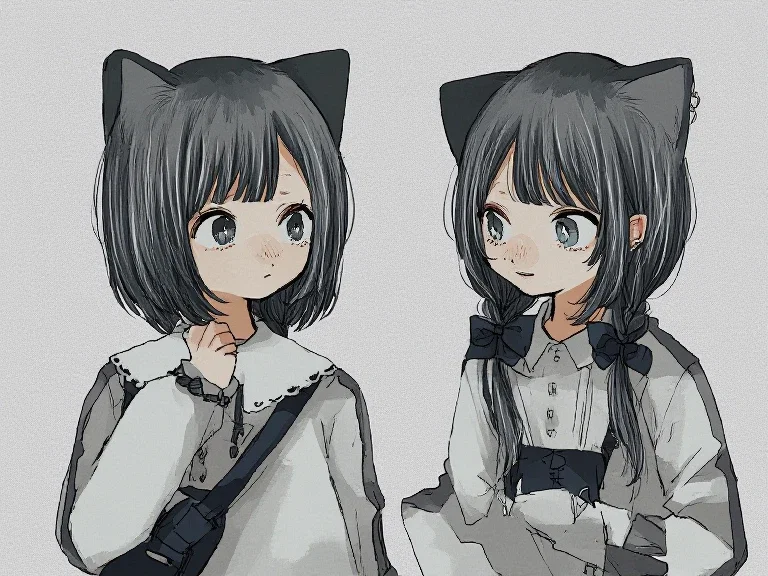 nostalgic cat eared girls atmosphere