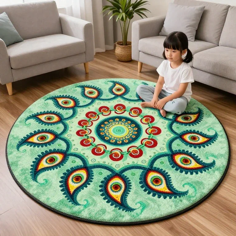 mandelbrot fractal carpet living room cute girl
