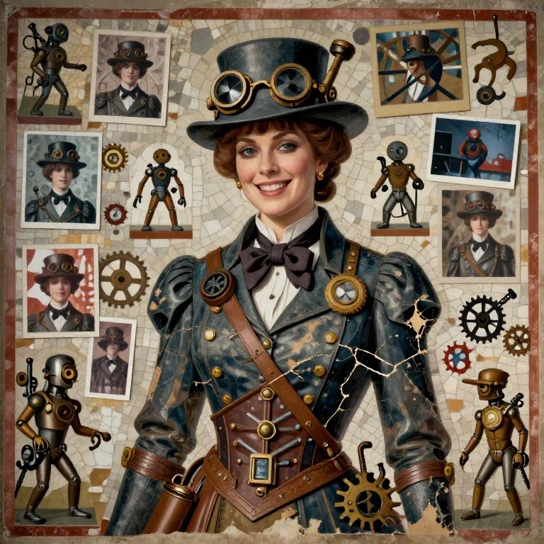 byzantine steampunk lady victorian mosaic automata