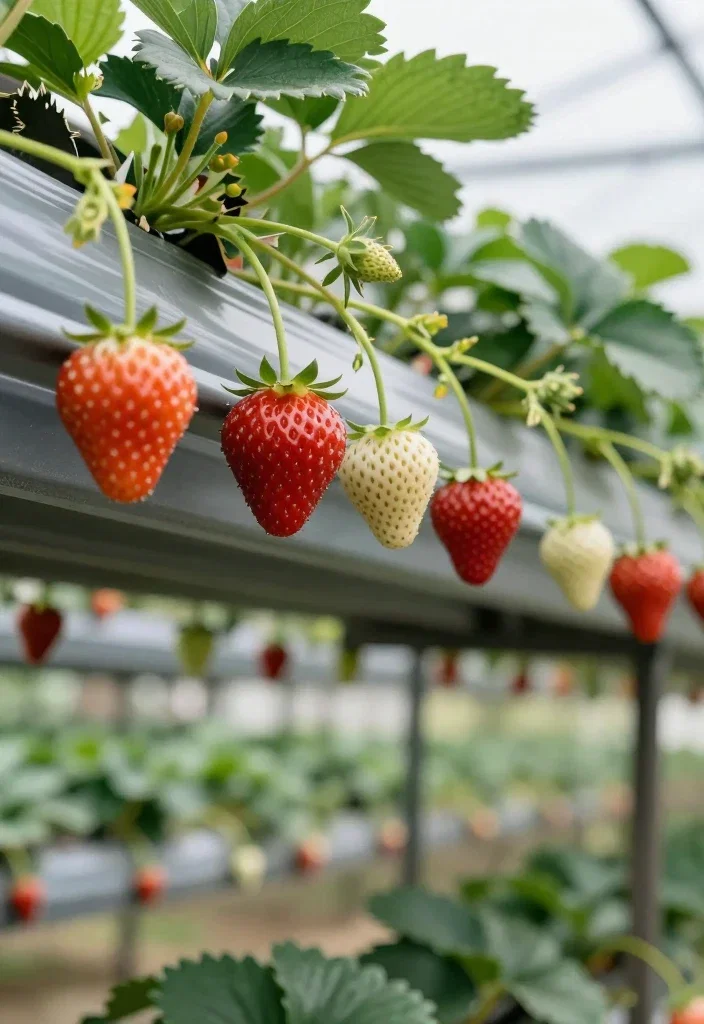 strawberries hanging from ceiling