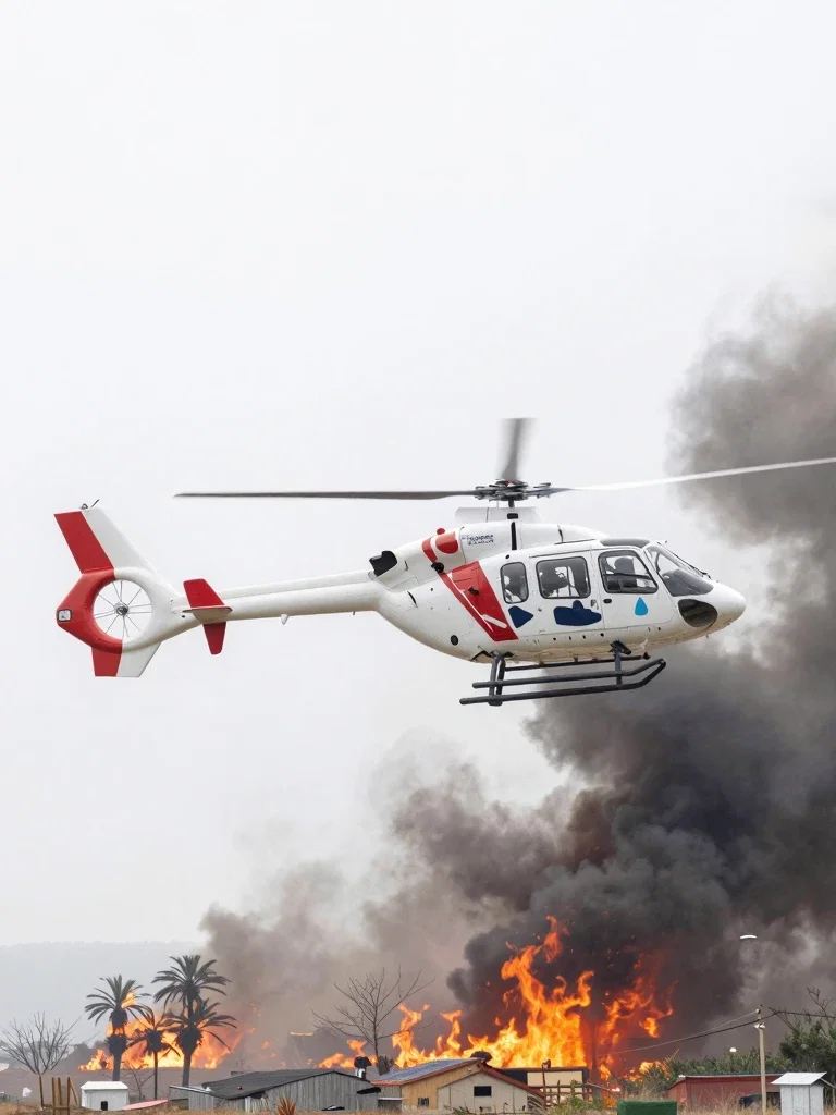 doctor helicopter landing tourist spot fire