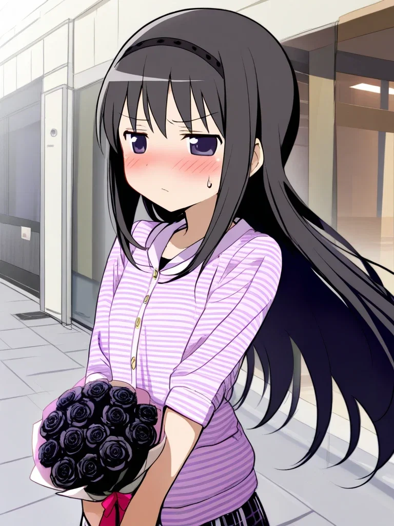 akemi homura spring casual tsundere black roses