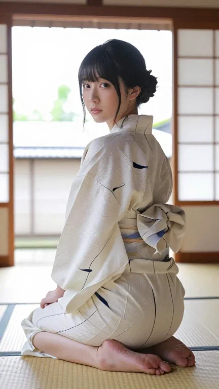 japanese woman yukata summer evening indoor