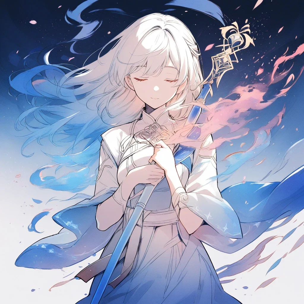 fantasy cleric healing staff friendly ghosts