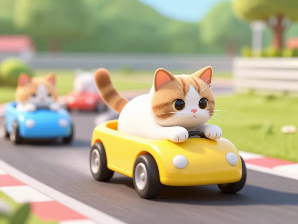 cute cat racing with cho ro q tanks