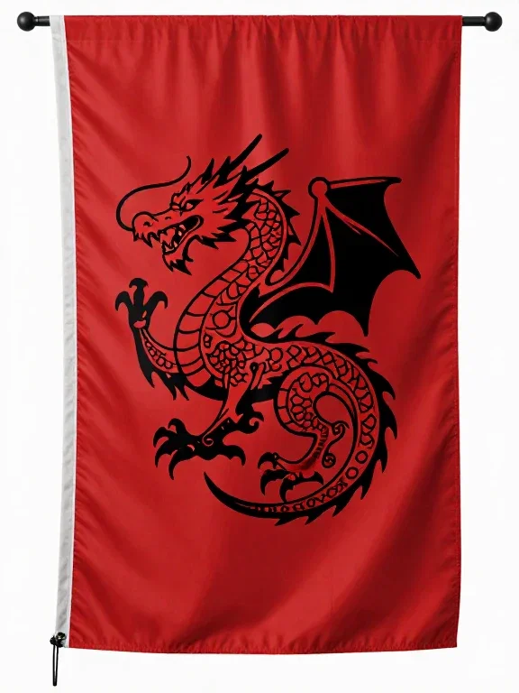 dragon emblem on fantasy red flag