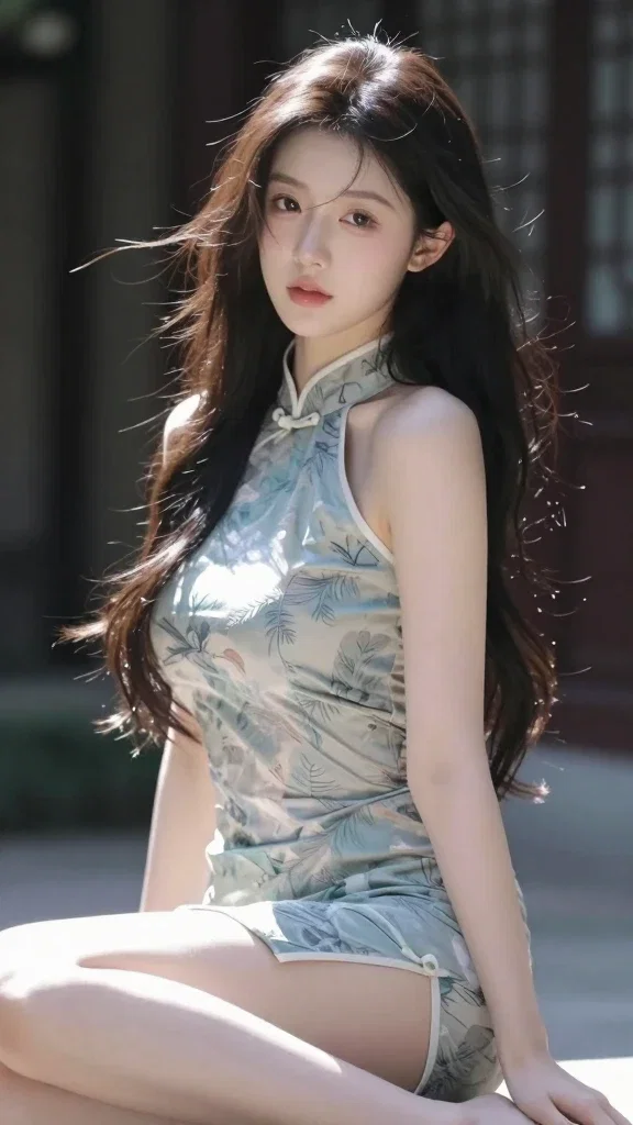 beautiful eastern woman modern cheongsam portrait