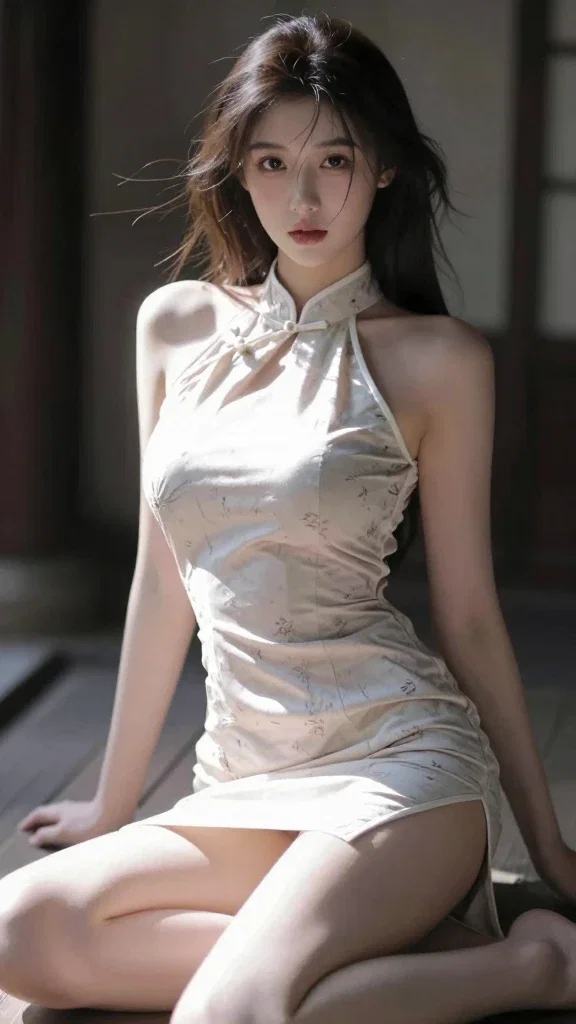 beautiful eastern woman in cheongsam portrait