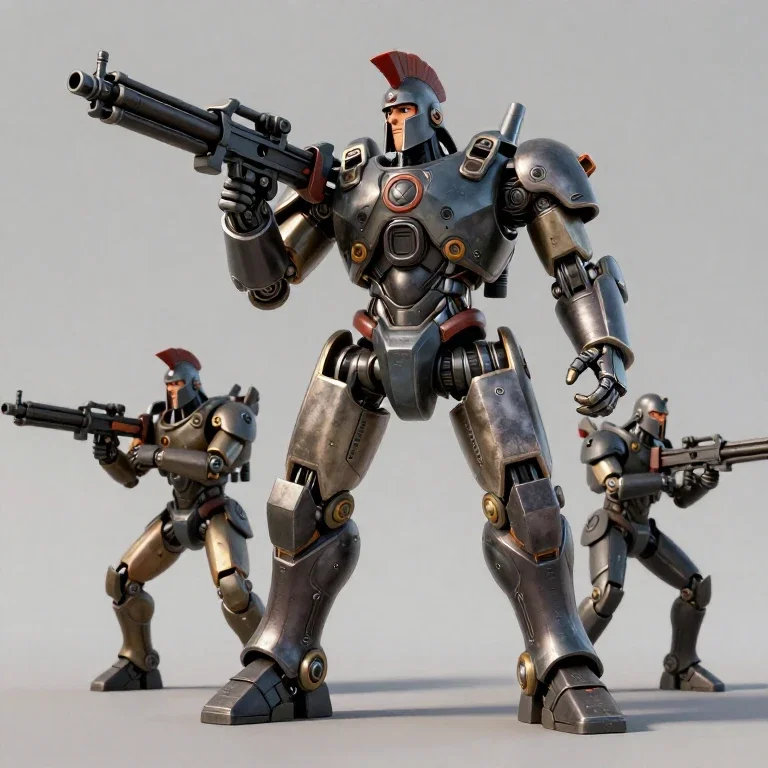 realistic mechanized armored cavalry with 3d effects