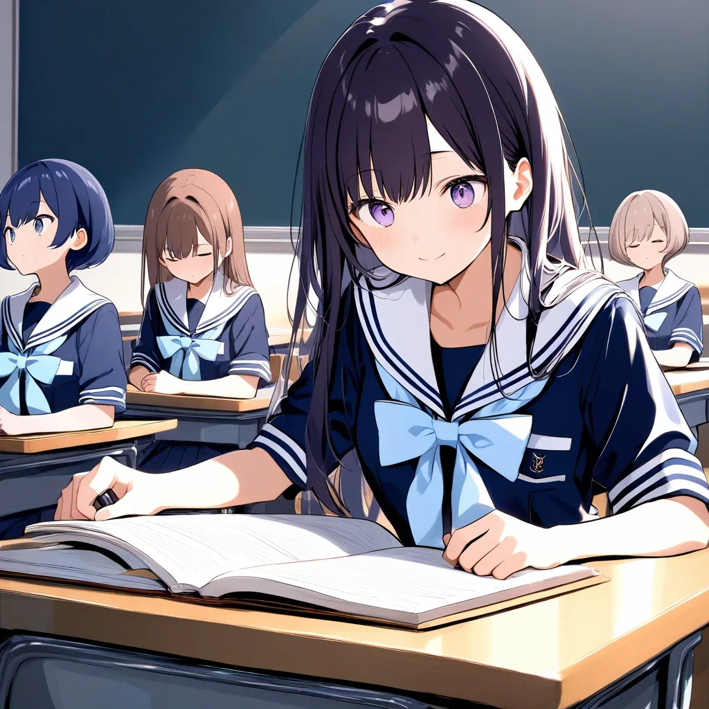 mako in class listening to lesson