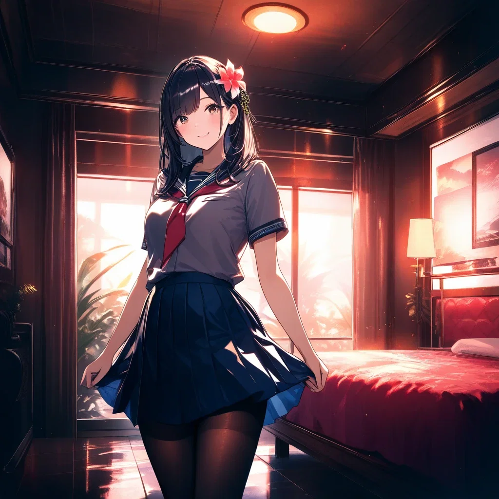 artistic school uniform girl hawaii hotel