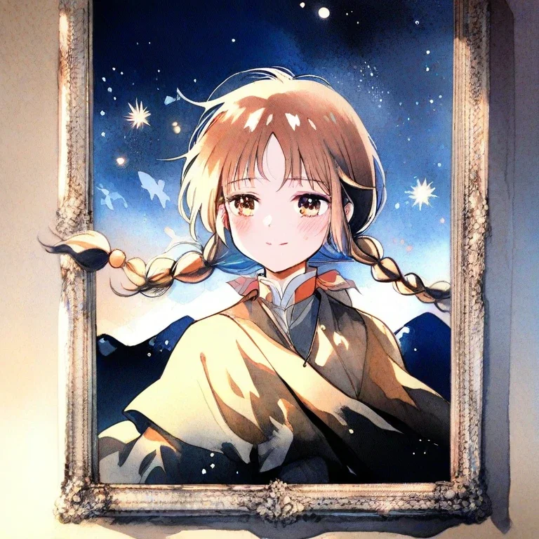 shoujo manga prairie girl night sky