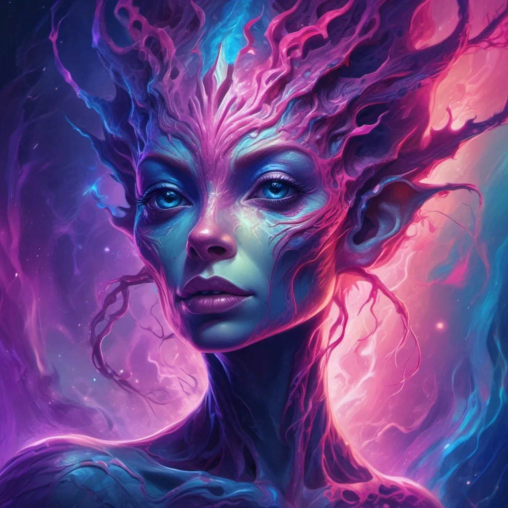ethereal alien cosmic being luminous energy portrait
