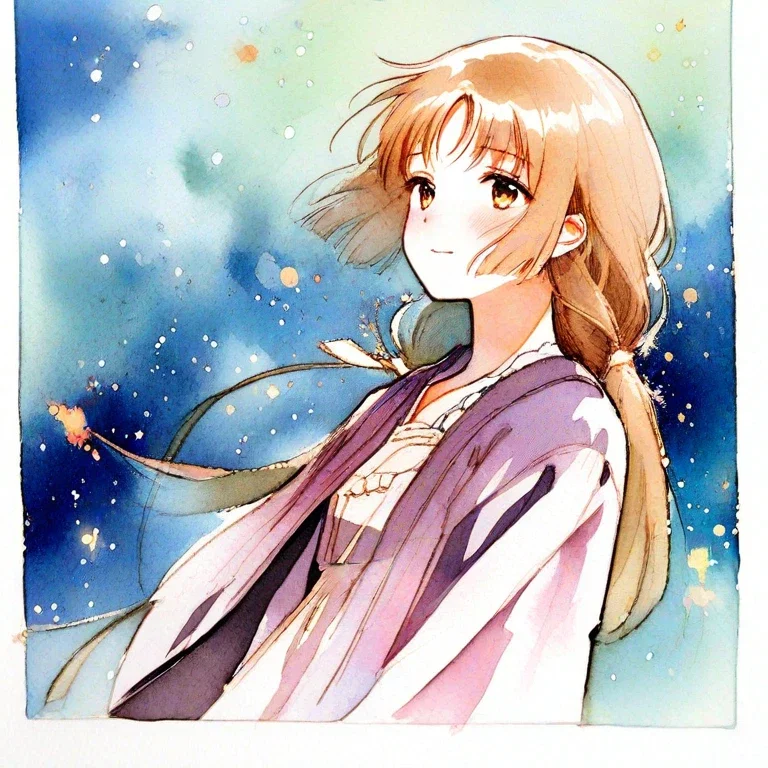 shoujo manga prairie girl night sky