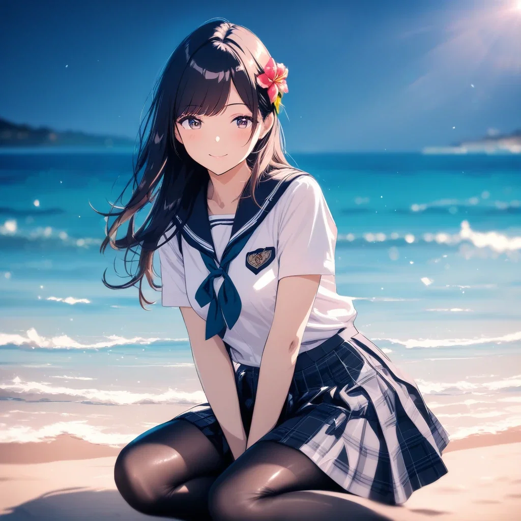 artistic school uniform girl hawaii beach
