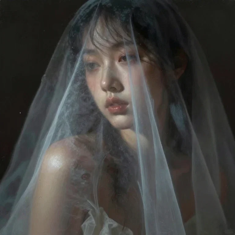 digital painting obscured female figure dramatic lighting