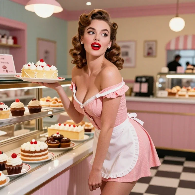 vintage bakery pin up woman retro style