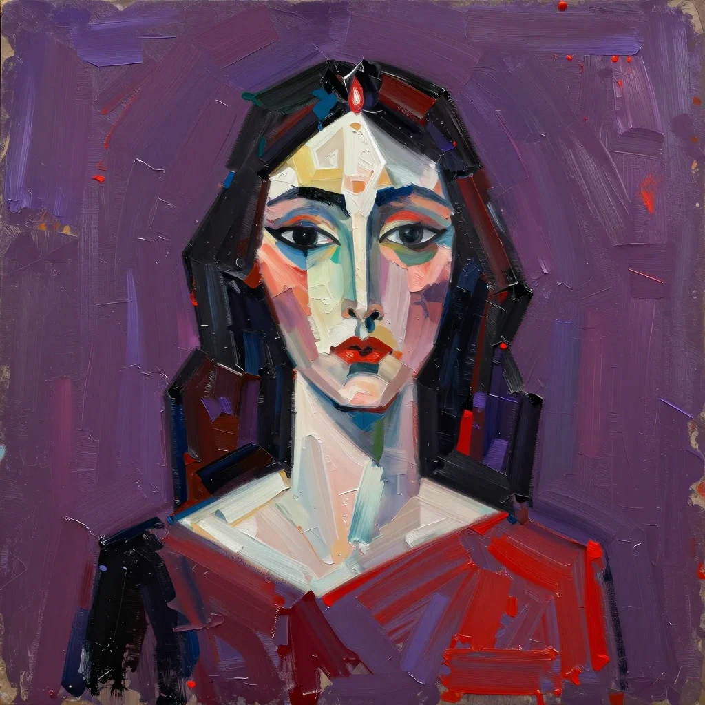 picasso abstract woman portrait purple red