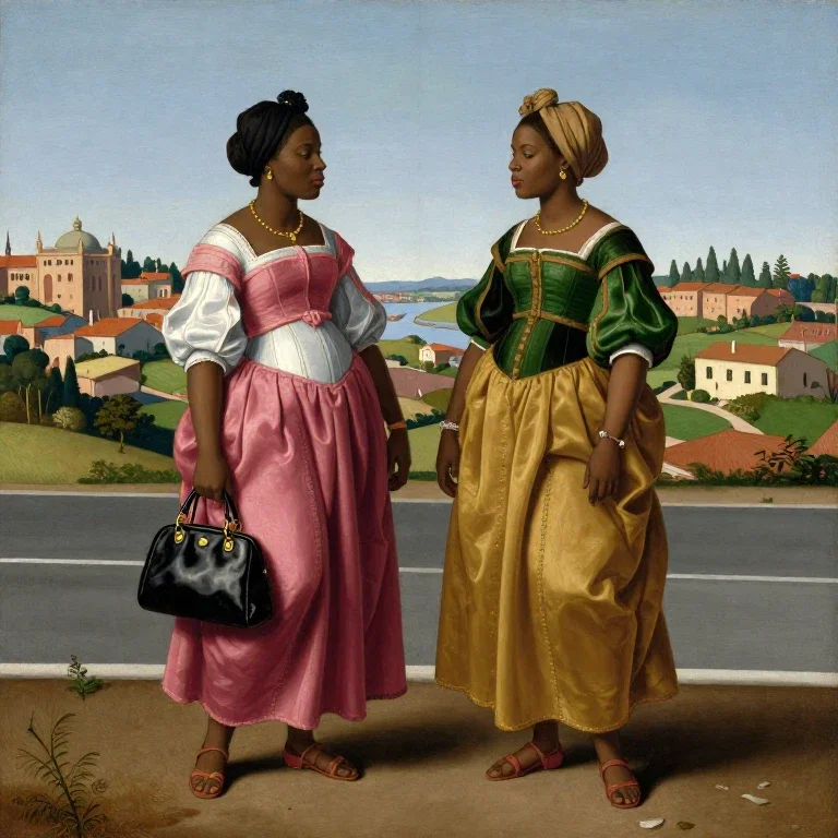 renaissance painting two nigerian women roadside