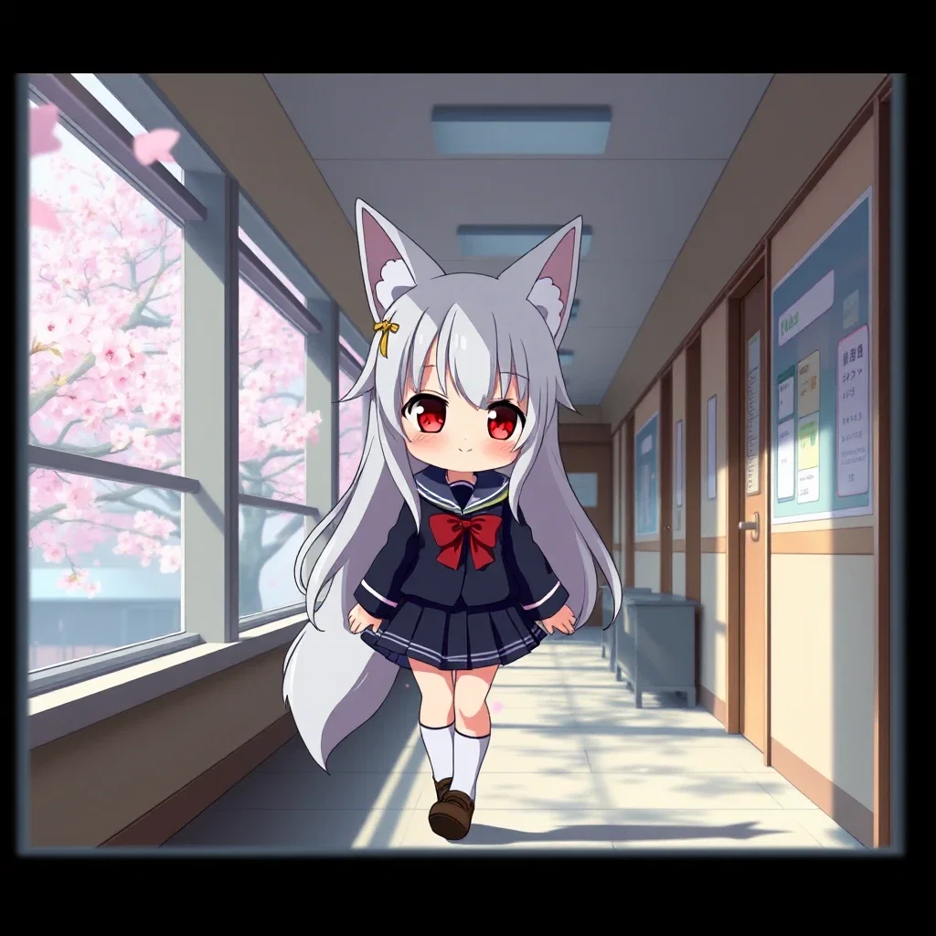 luna wolf girl school animation spring