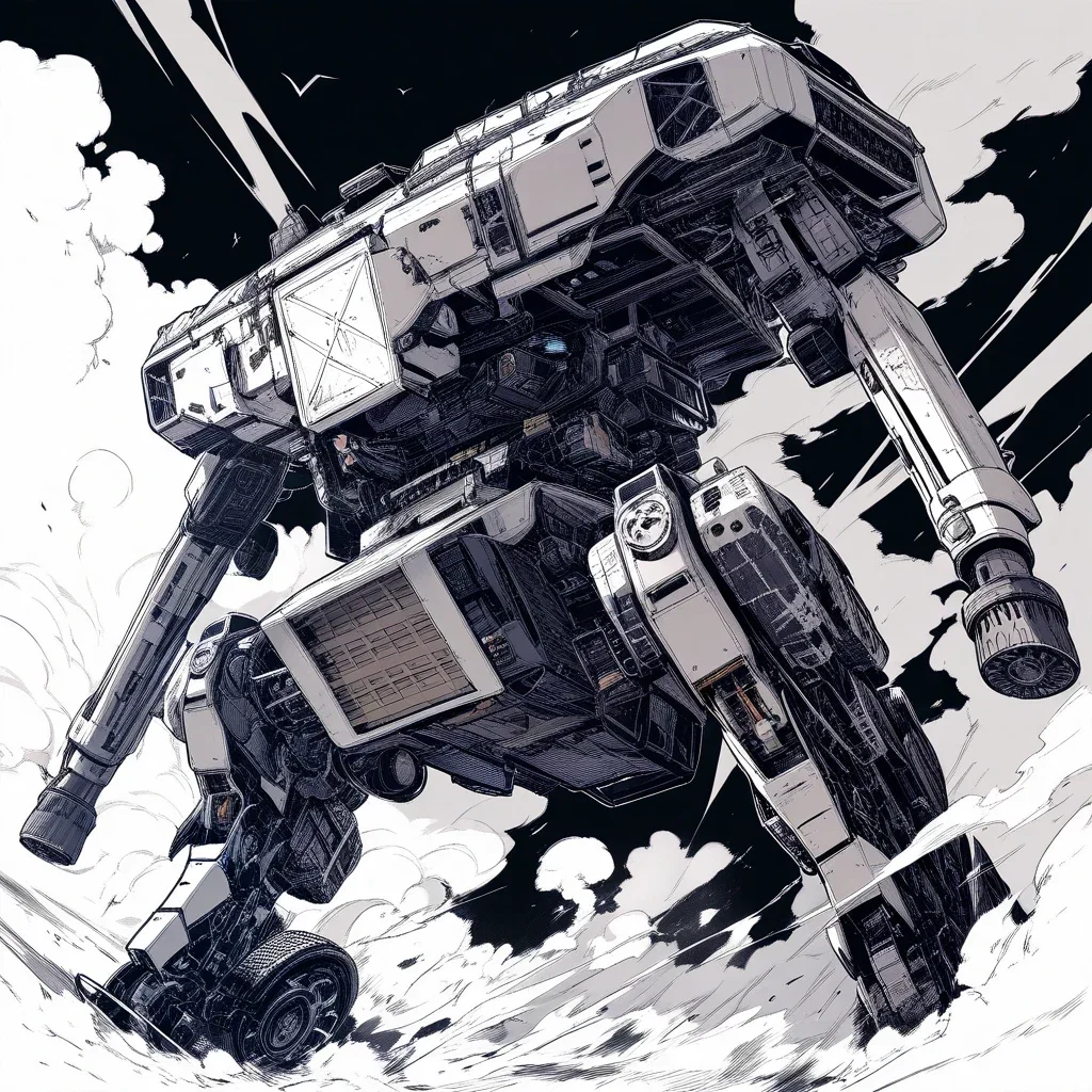 military robot with machine gun