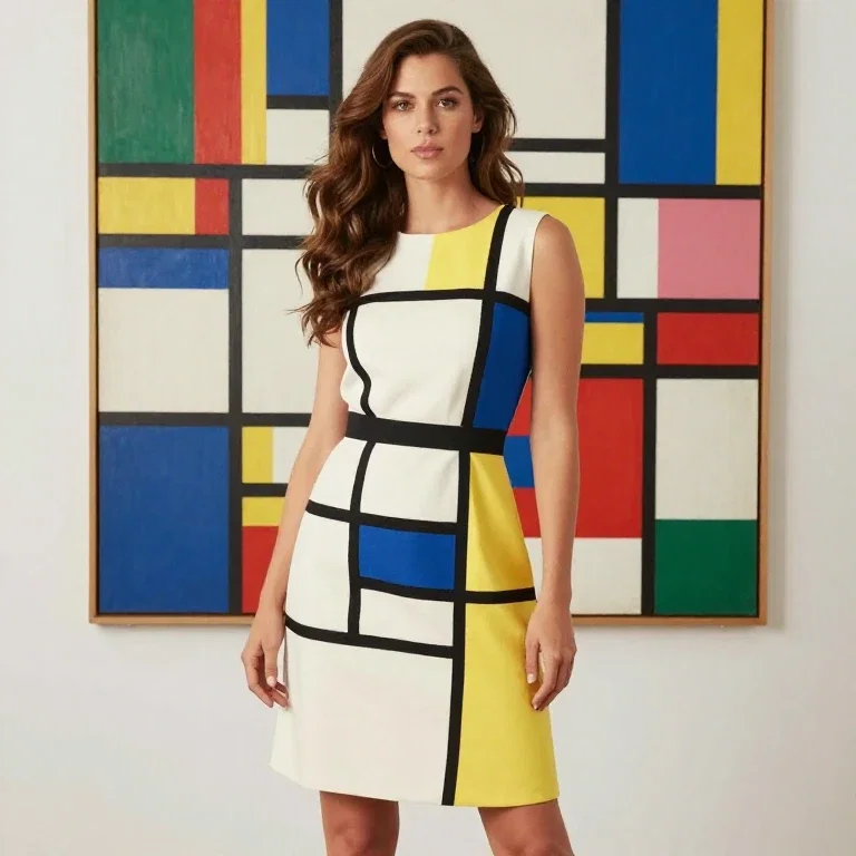 super heroine mondrian dress painting