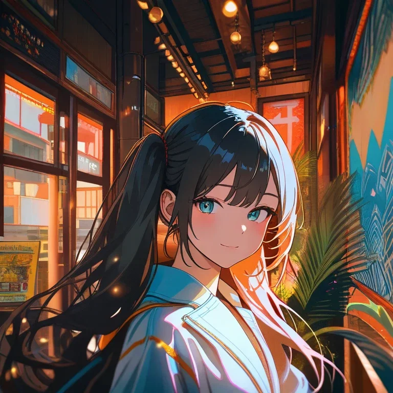 hatsune miku oil painting golden hour sunlight