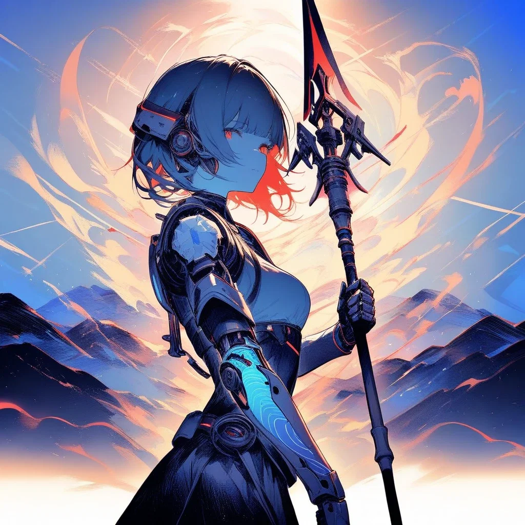 female android holding royal spear