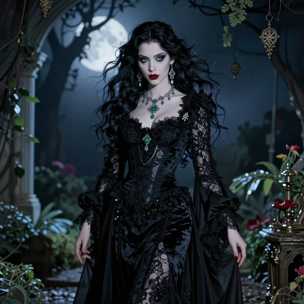 gothic temptress moonlit garden black lace