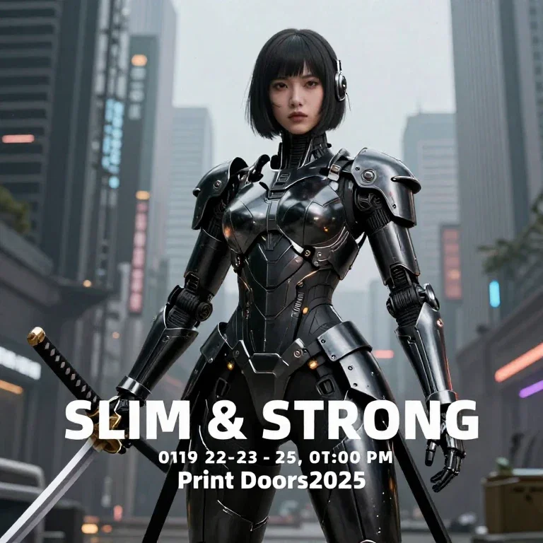 futuristic samurai robot with sword