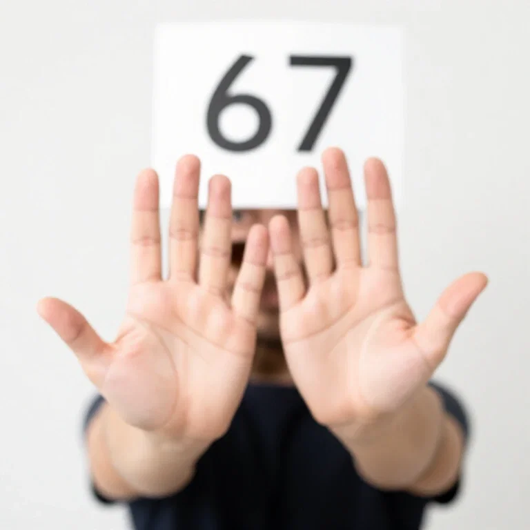 person with palms up right hand higher 67