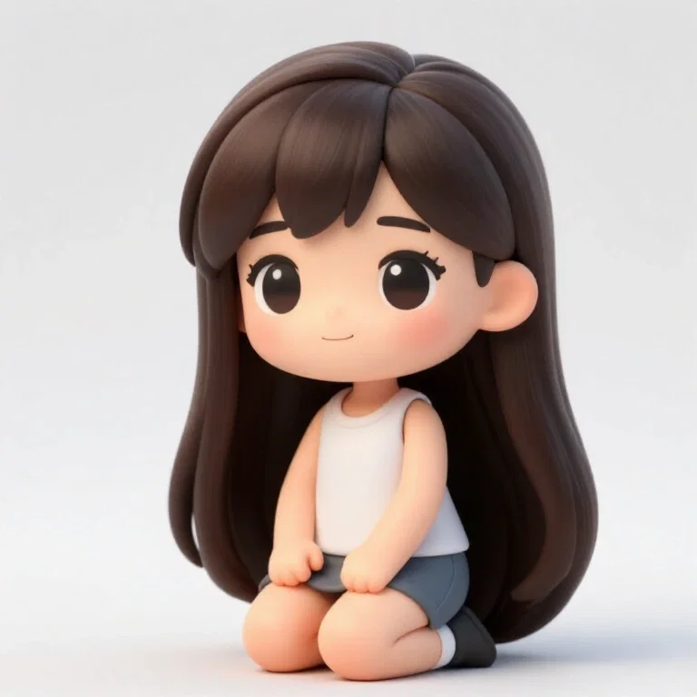 chibi girl personification child long hair