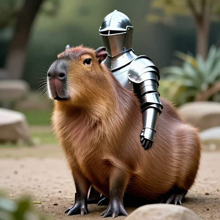 capybara in knight armor