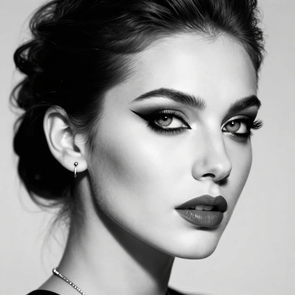 black white artistic photo model eyes lips