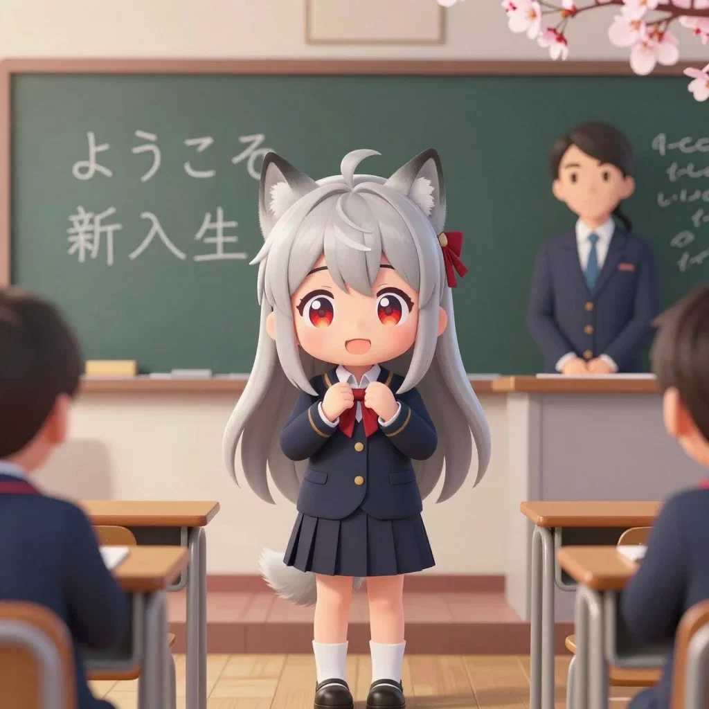 luna first day school wolf girl
