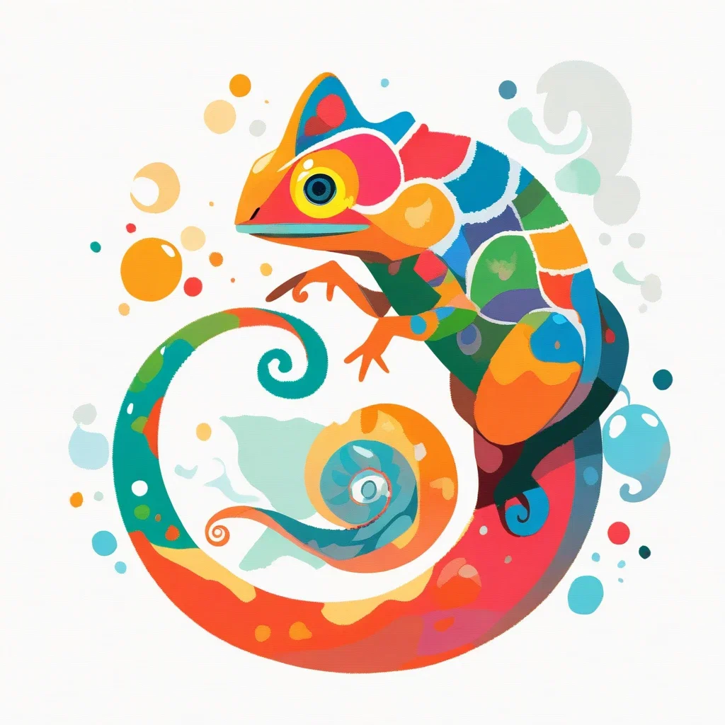 artistic illustration chameleon color paint masterpiece