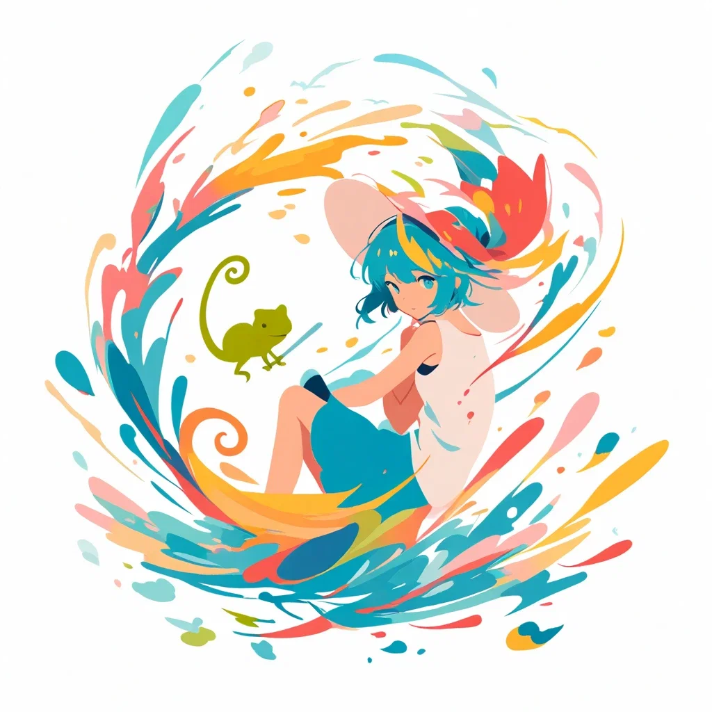 artistic girl chameleon color paint masterpiece
