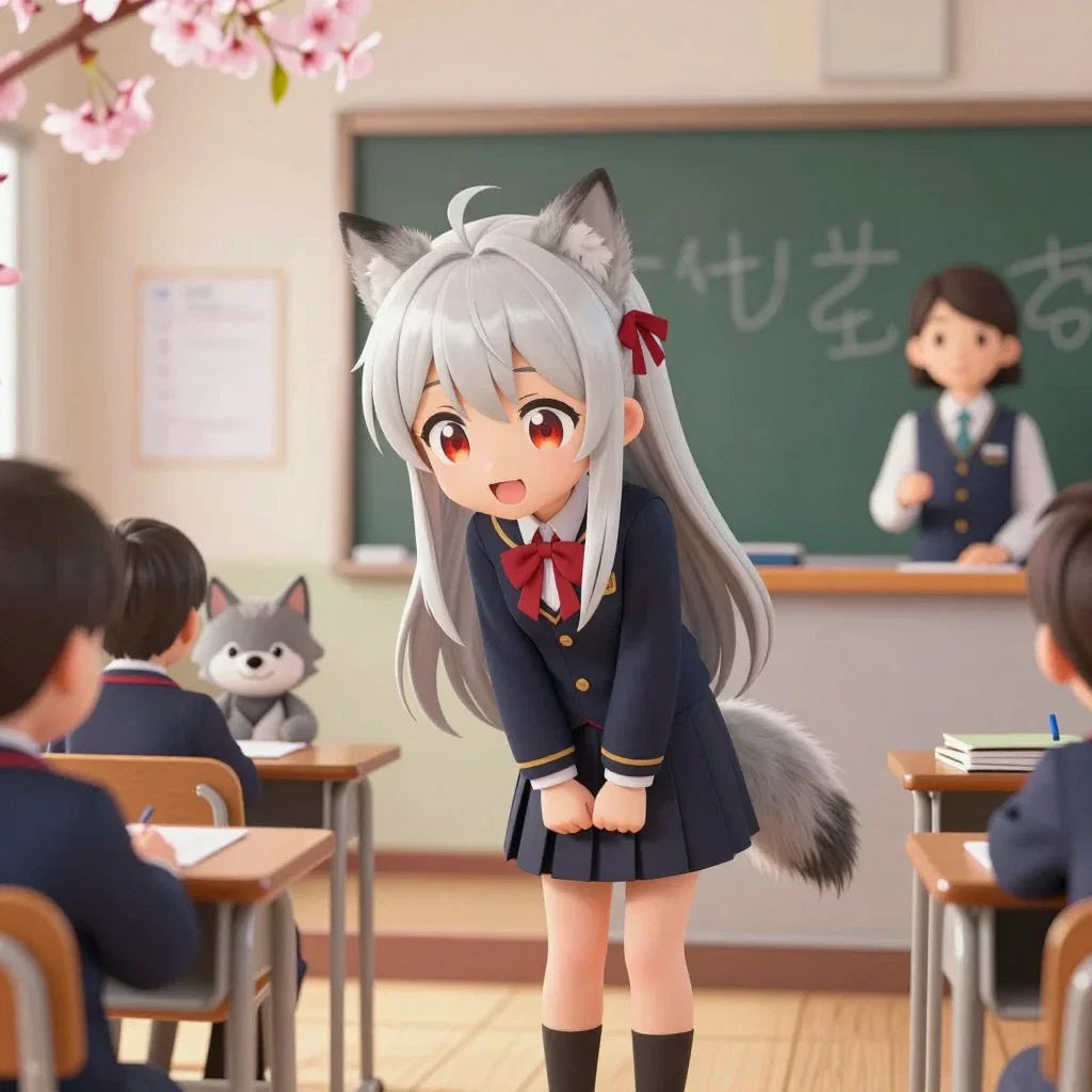 luna first day school cherry blossom animation
