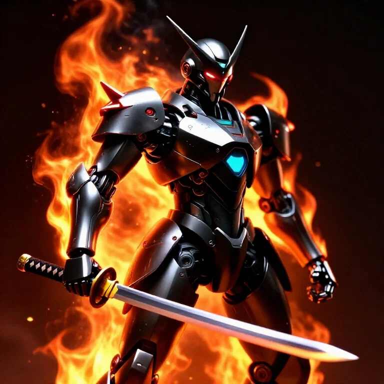 flaming samurai robot future sharp design