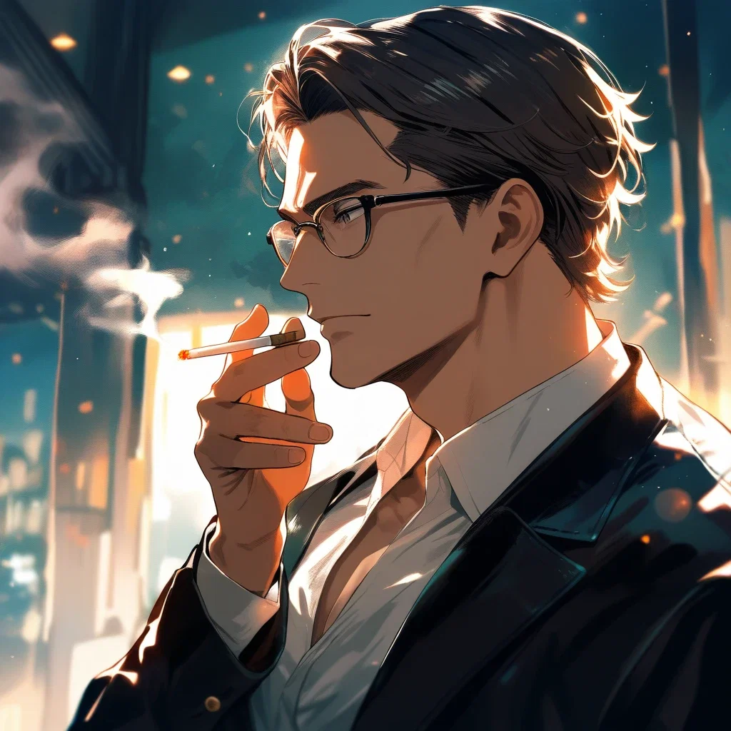 gentlemanly handsome man glasses smoking