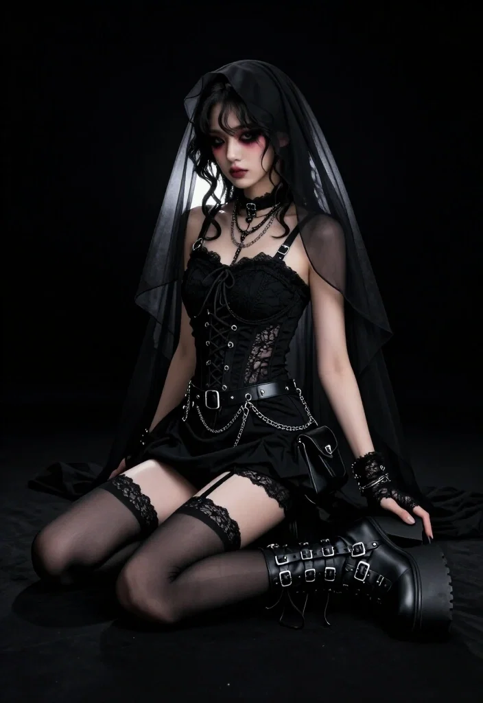 gothic woman in void seated