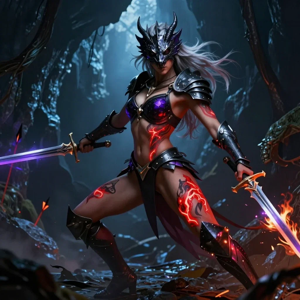 french dark knight dragon mask sword fight