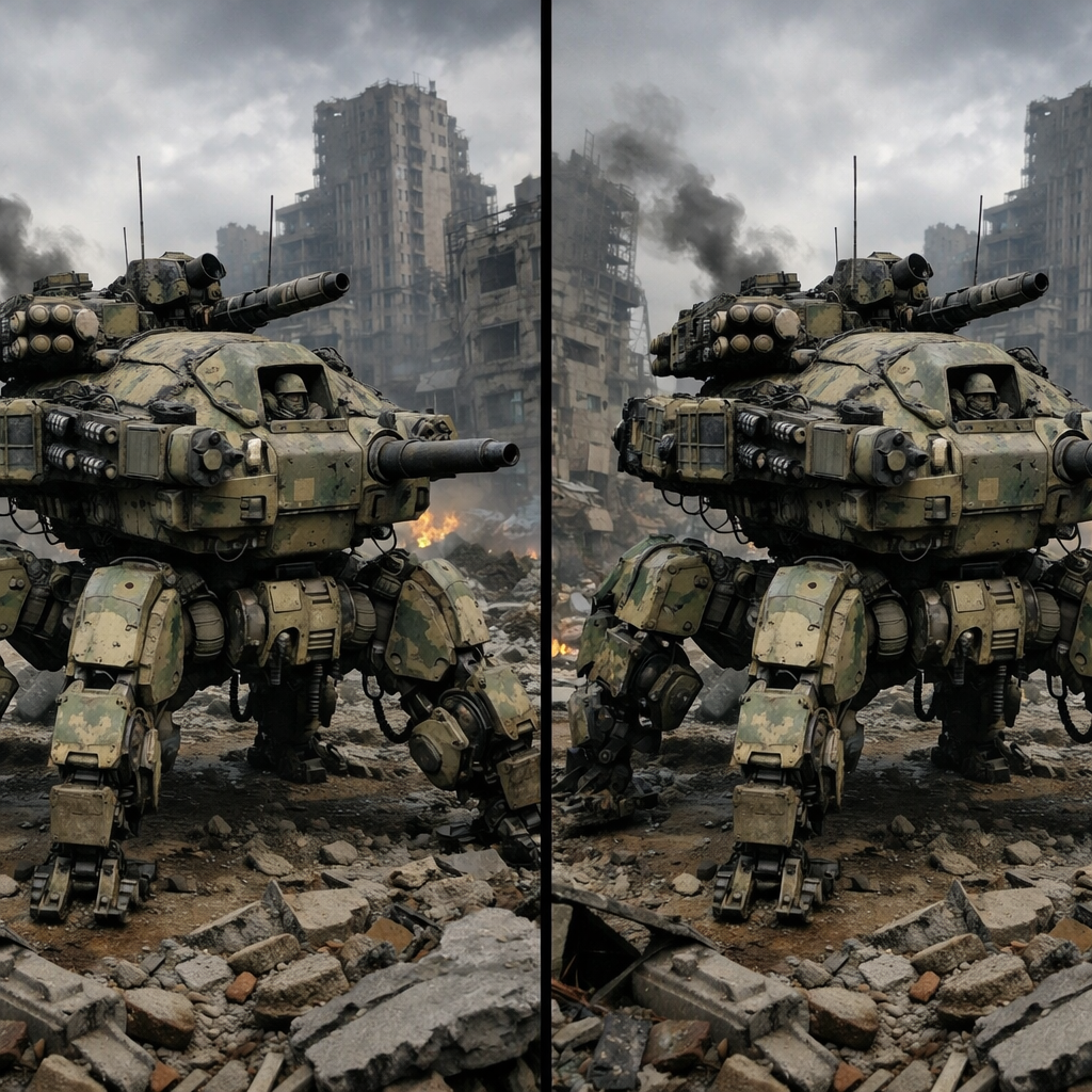 post world war iv military robots in decaying city