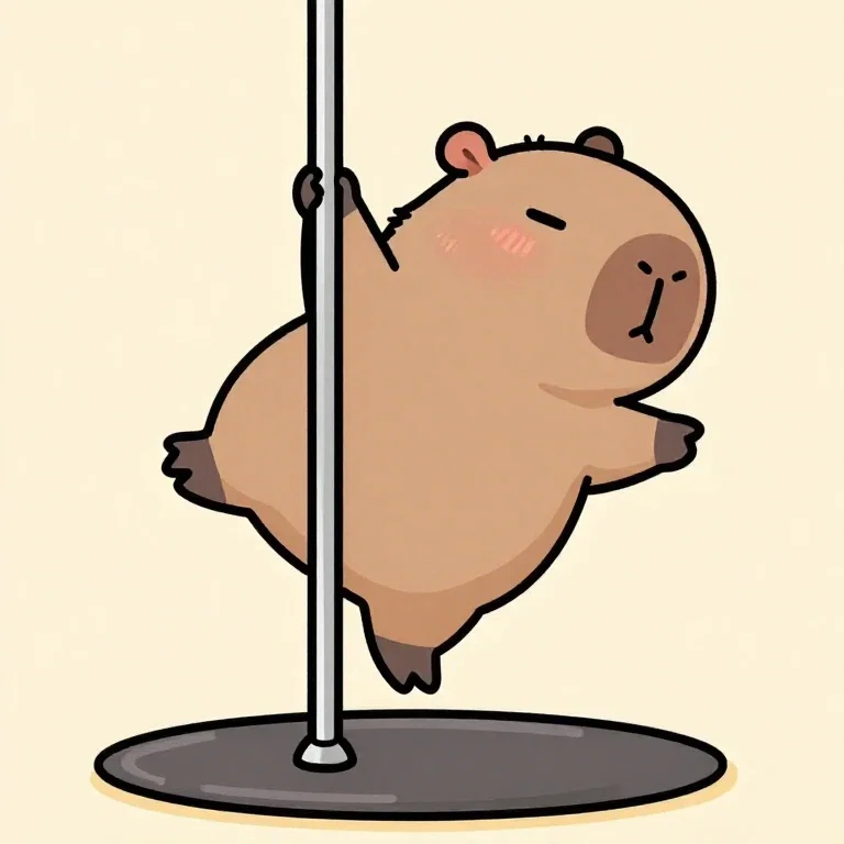 chibi capybara pole dance