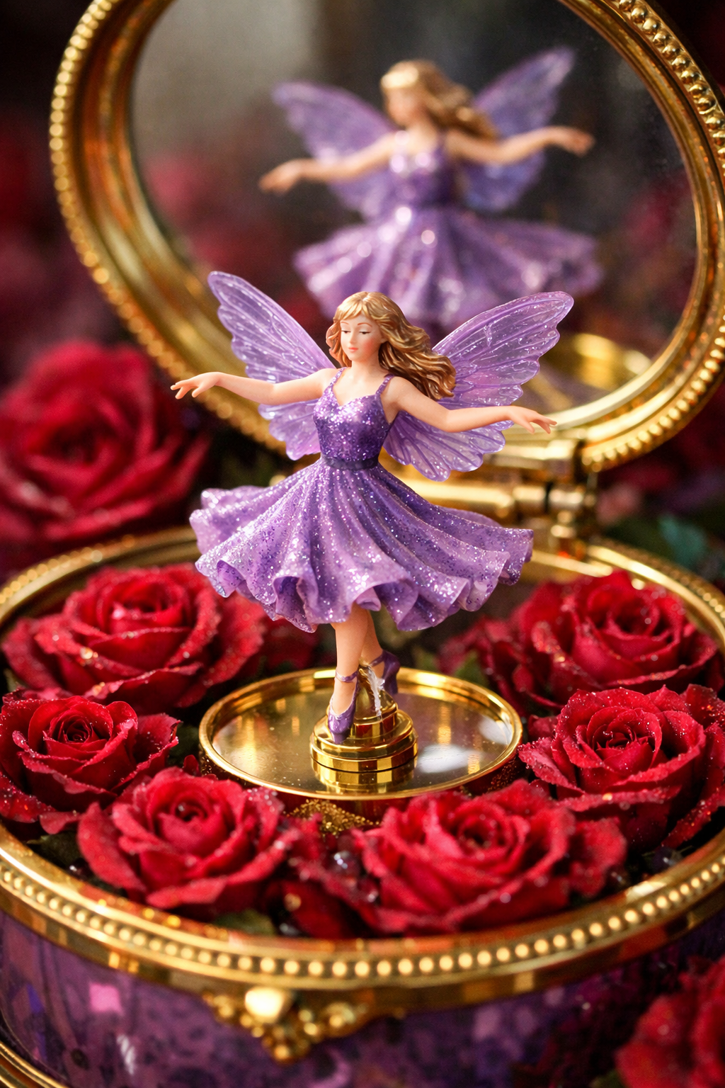 rose flower music box violet angel dancing