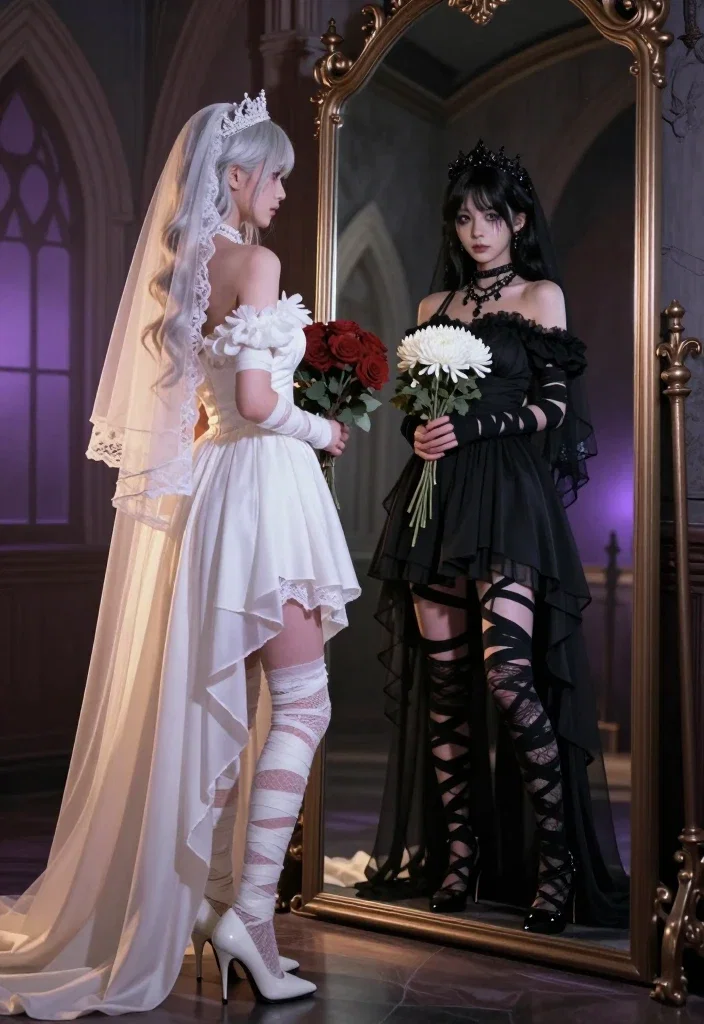 gothic bride mirror reflection duality