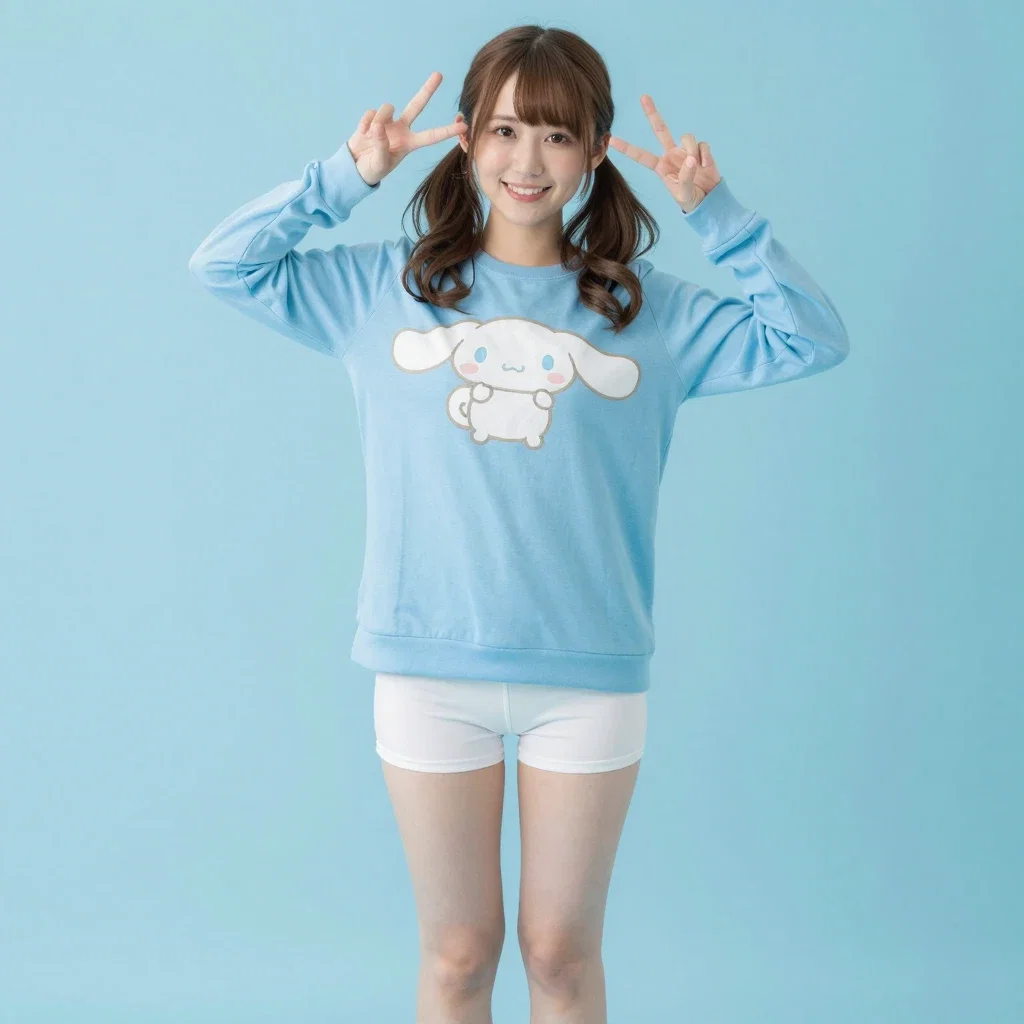 adorable japanese idol cinnamoroll pajamas peace sign