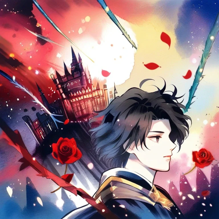 shoujo manga knight red rose white horse